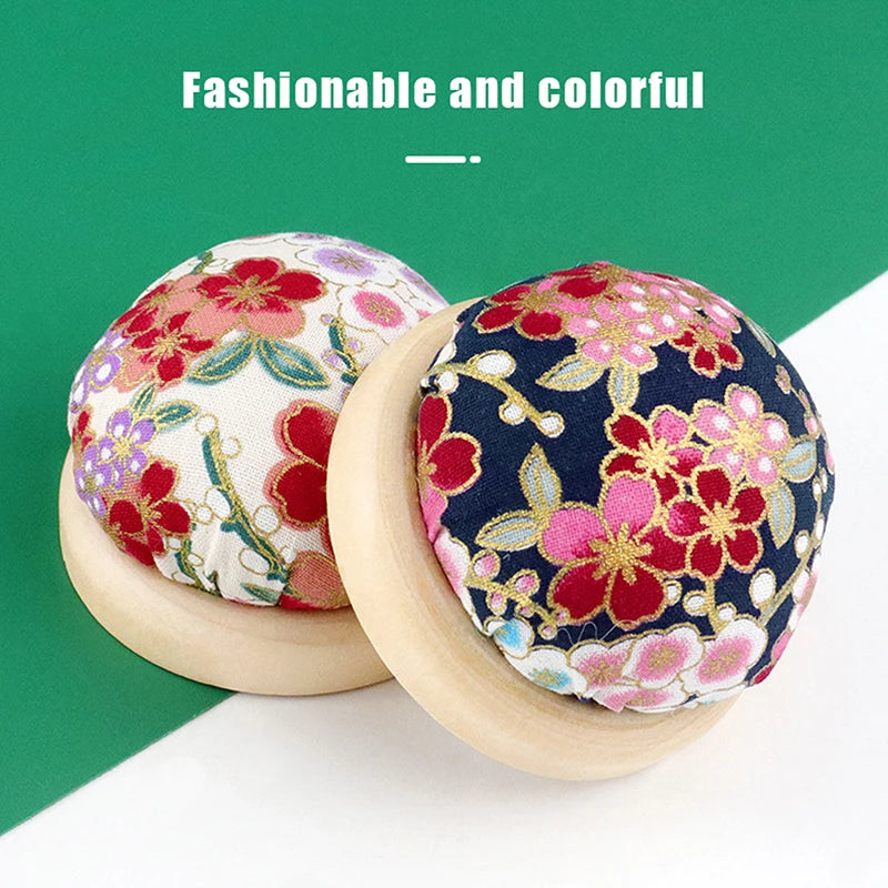 Vintage Embroidery Pin Cushion Wooden Base | Needle Holder Sewing Pin Cushion QXL