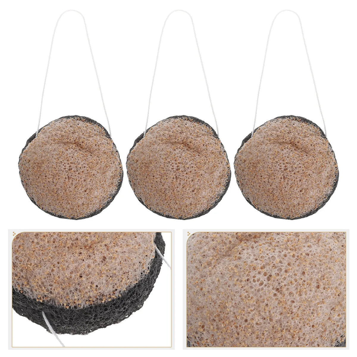 3-Pack Konjac Facial Sponge | Dual-Sided Exfoliating Scrubber Facial Exfoliating Sponge QXL Default Title