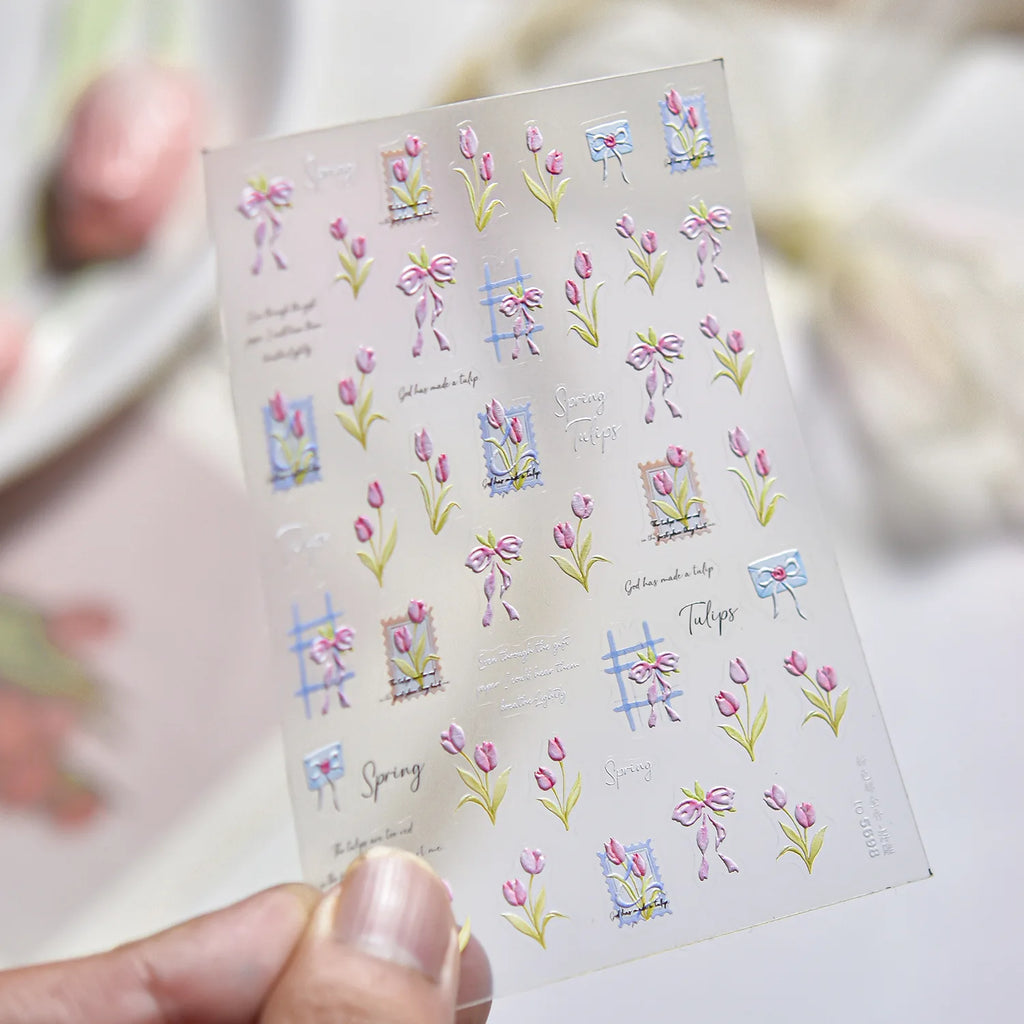 5D Nail Art Stickers – Plaid Bear Butterfly Flower Decals Nail Art Stickers QXL to5698