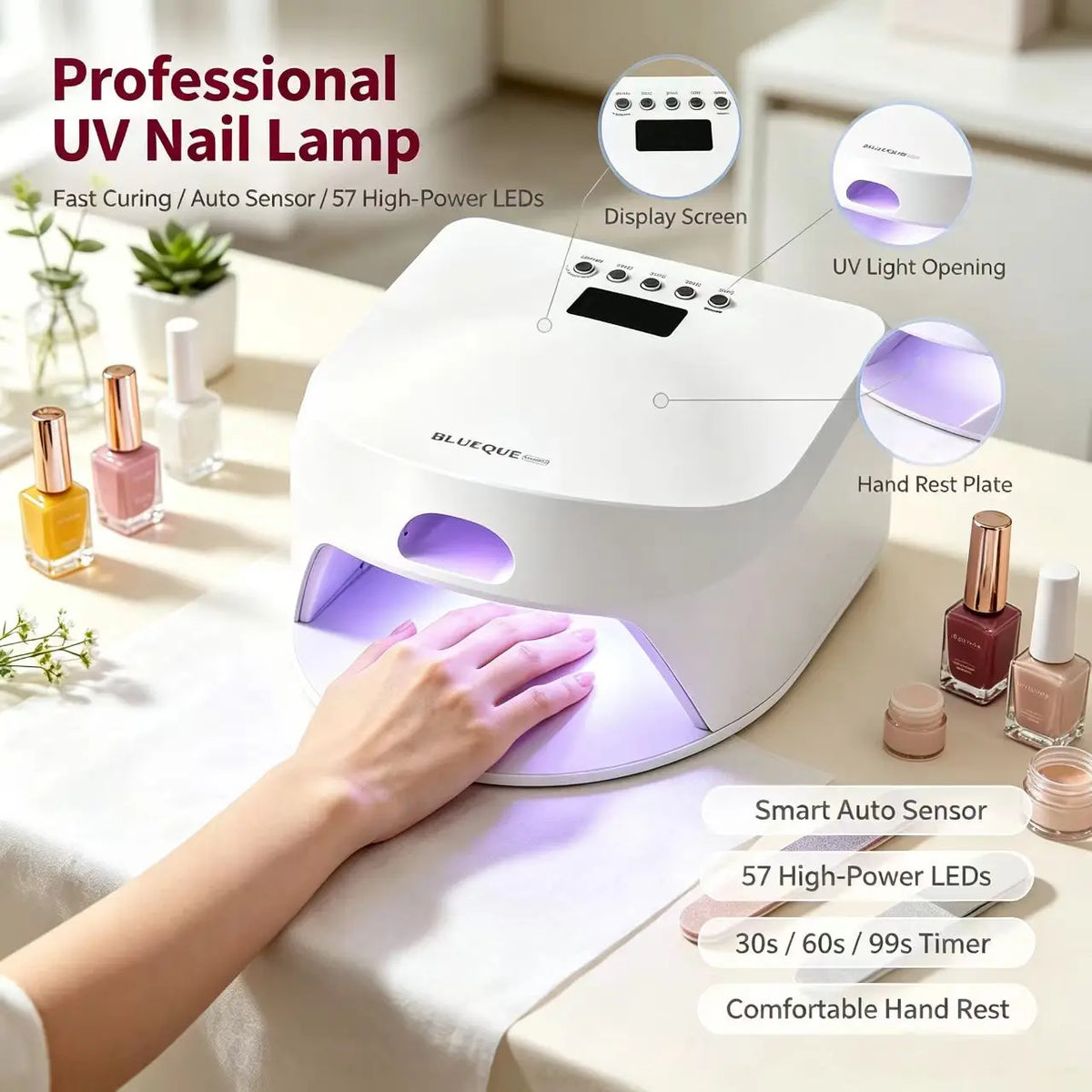2-in-1 LED Gel Nail Lamp | Auto Sensor & Thumb Port Dryer Gel Nail Curing Lamp QXL