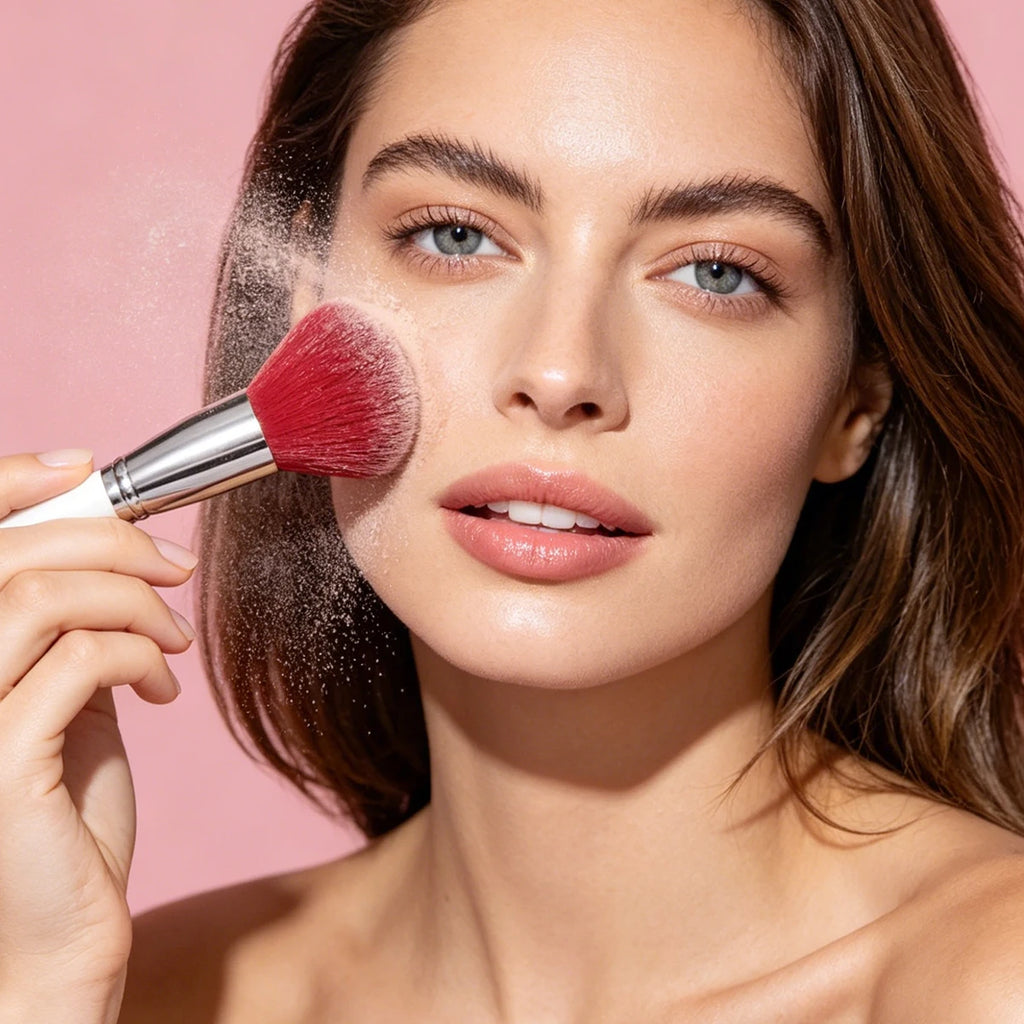 KOSSHOW 3-Pc Pink Makeup Set | Blush Brush, Puff & Sponge Makeup Brush Set QXL