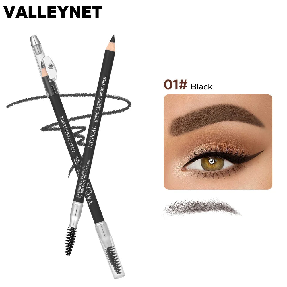 3-Color Waterproof Double-Ended Eyebrow Pencil + Built-In Brush Eyebrow Pencil QXL 01