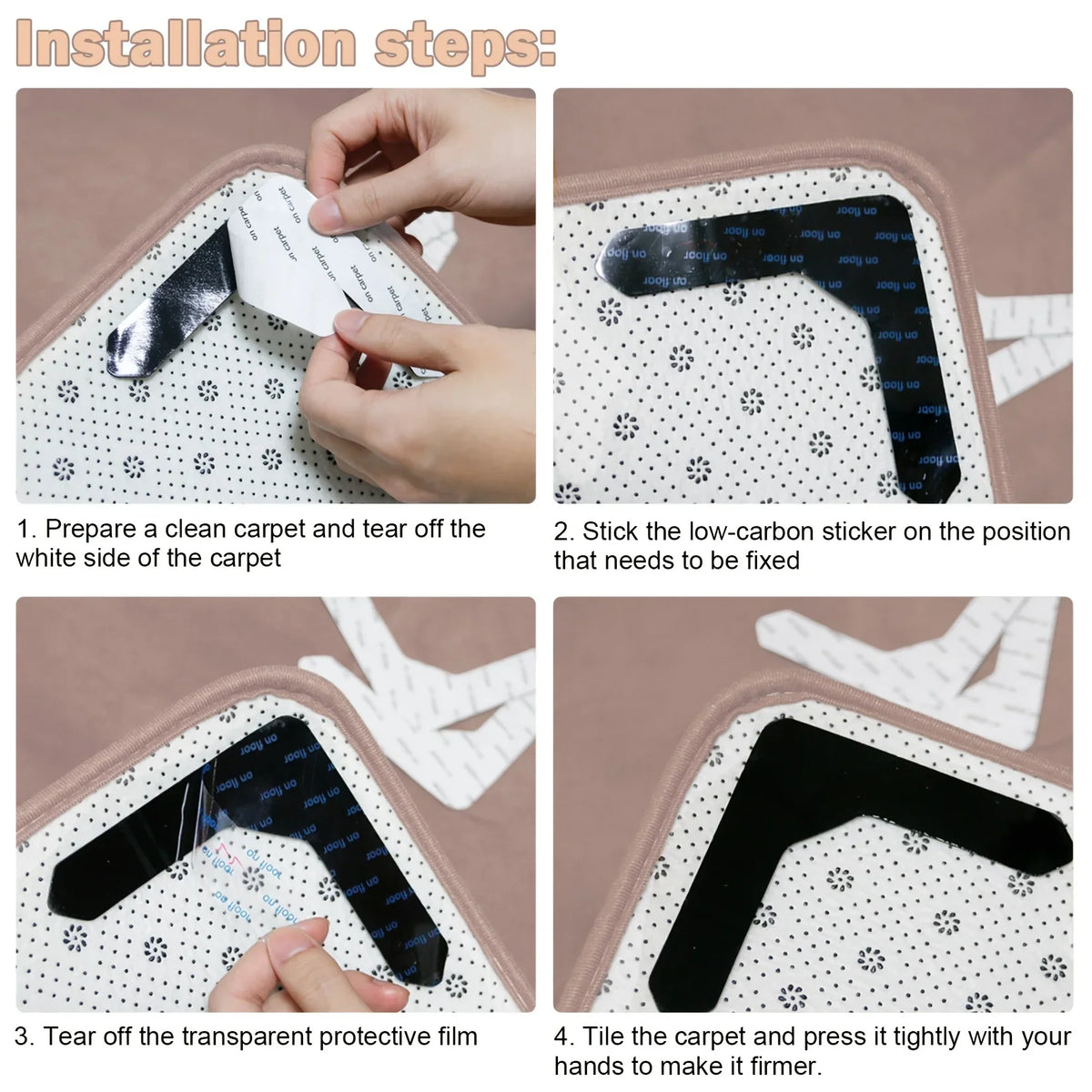 Anti-Slip Adhesive Fastener Dots for Carpet, Rug & Sofa 4/8pc Non-Slip Rug Pads QXL