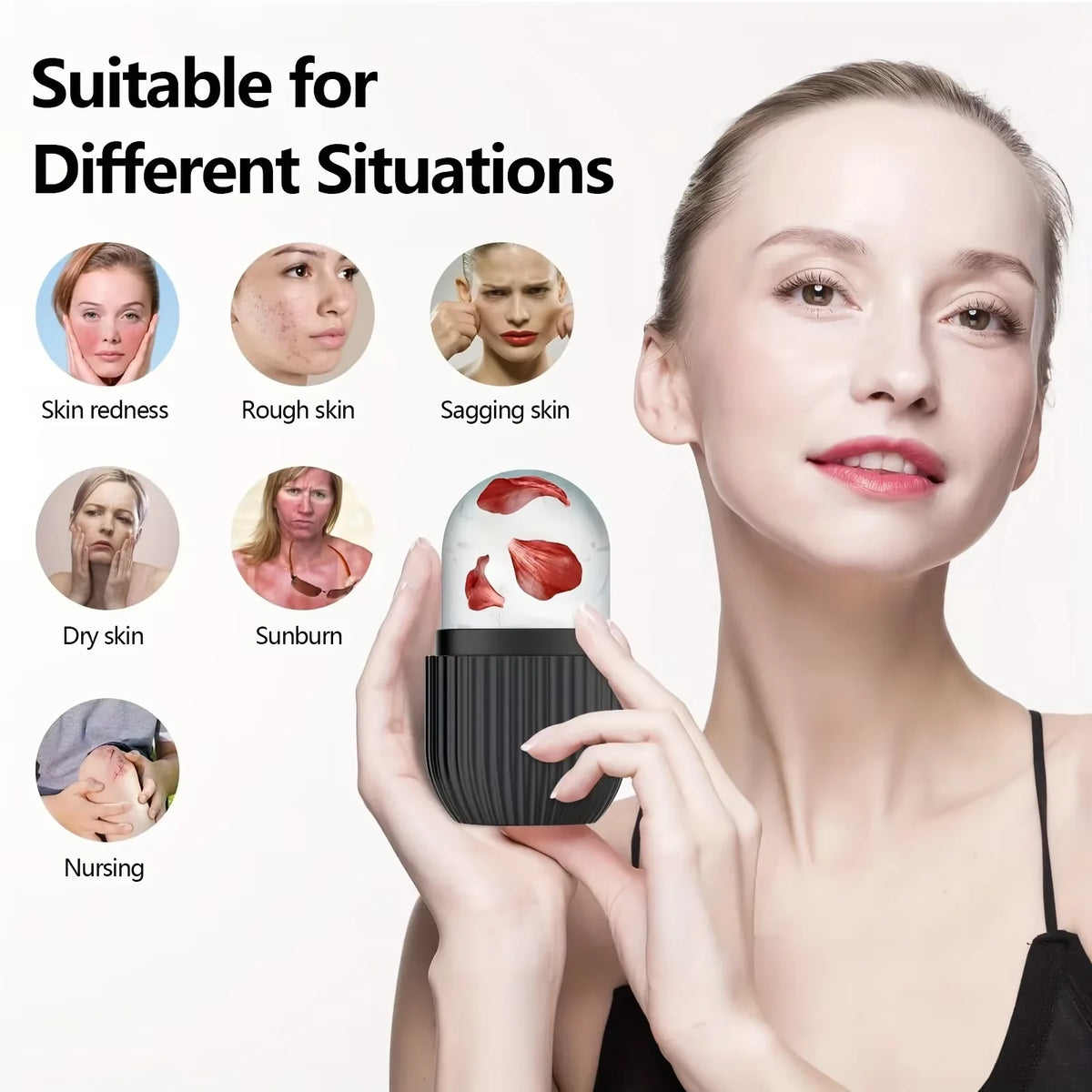 Silicone Ice Roller Massager for Face & Eyes | Cooling Skincare Face Ice Roller QXL