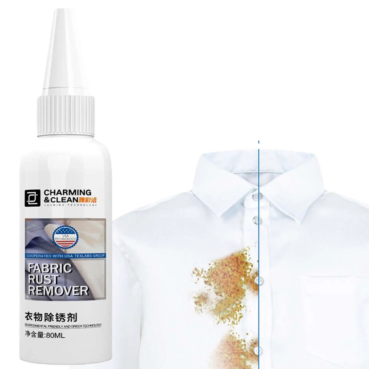 Fabric Rust Stain Remover 80ml | Safe Laundry Cleaning Liquid Fabric Stain Remover QXL