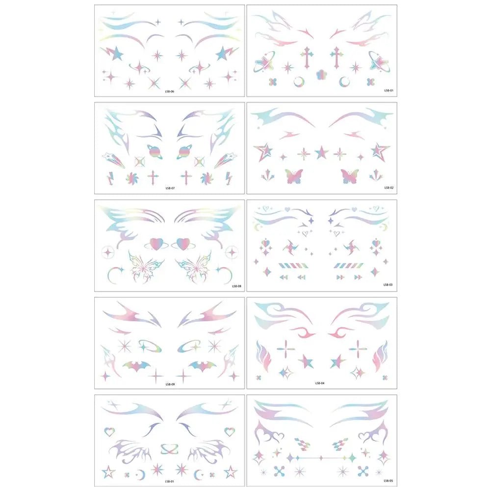 Glitter Laser Temporary Tattoo Face Stickers | Festival Decals Temporary Tattoo Stickers QXL B CN