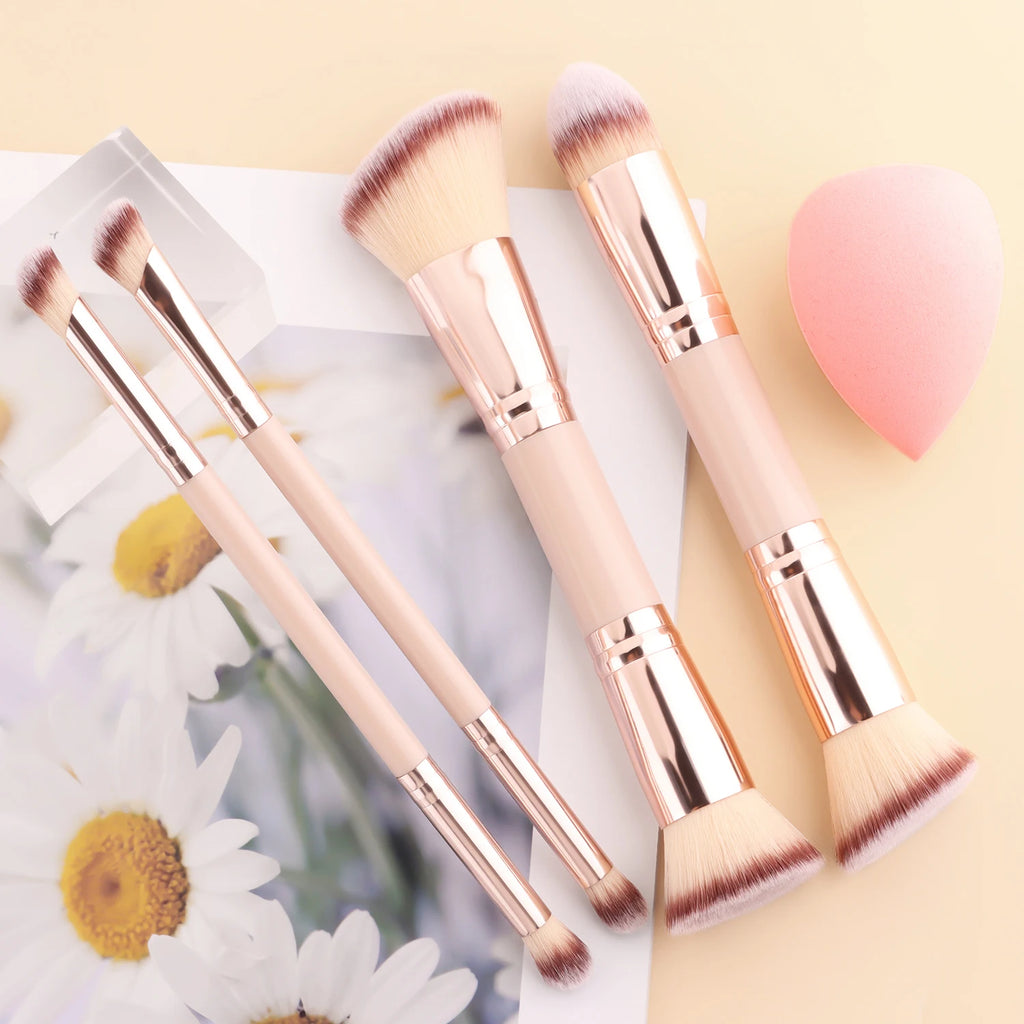 Ronshadow 4-Pc Dual-End Makeup Brush Set & Beauty Sponge Makeup Brush Set QXL