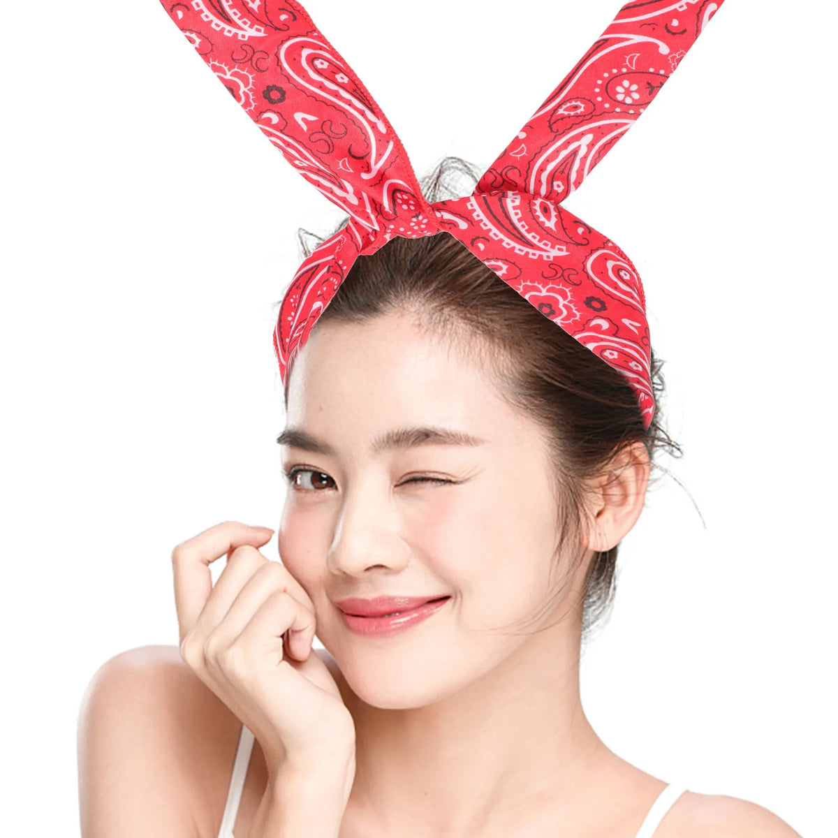 5-Pack Paisley Wire Headbands | Bunny Ear Twisted Bow Hairbands Wire Headband Set QXL