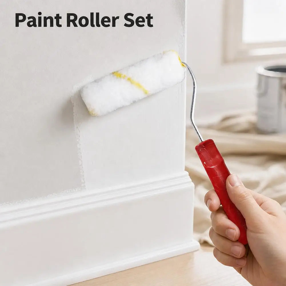 11-Pc Mini Paint Roller Kit | 4" Microfiber Covers & Handle Mini Paint Roller Kit QXL