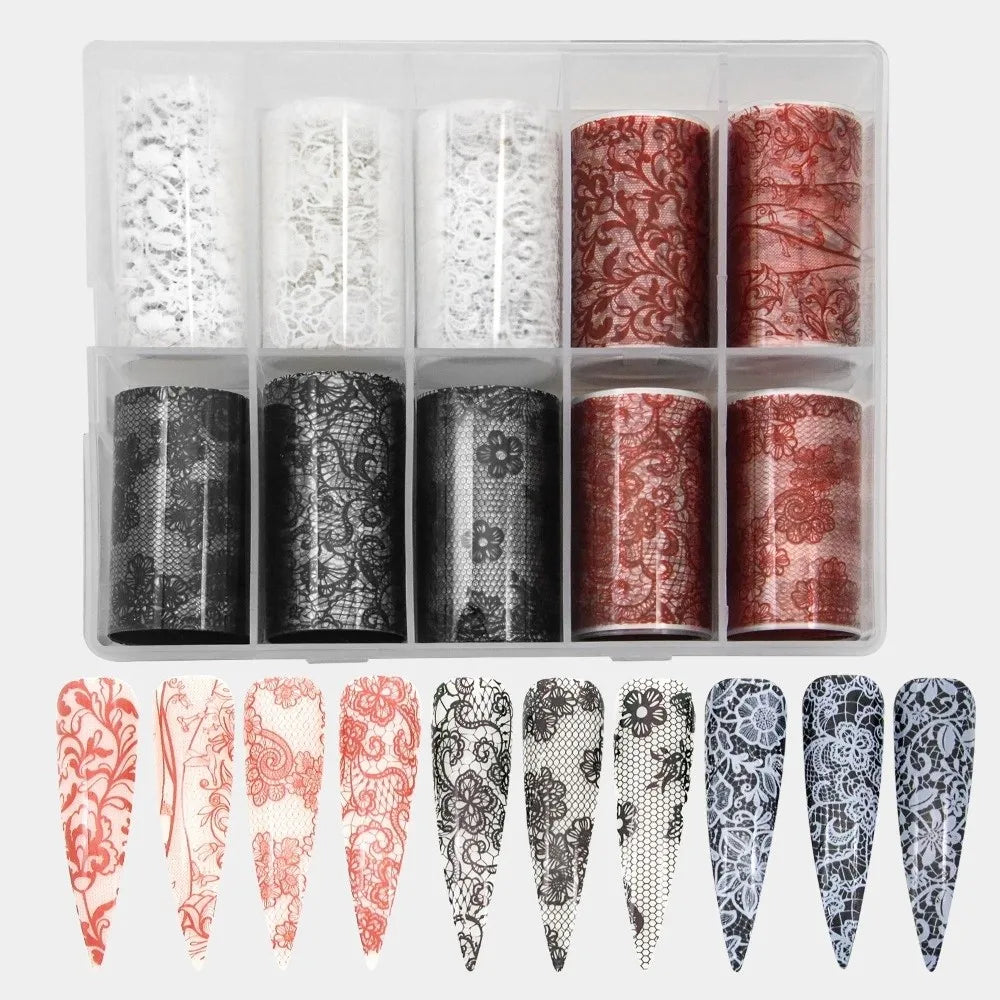 Lace Holographic Laser Nail Foil Stickers | Sequin Effect Roll Nail Foil Stickers QXL