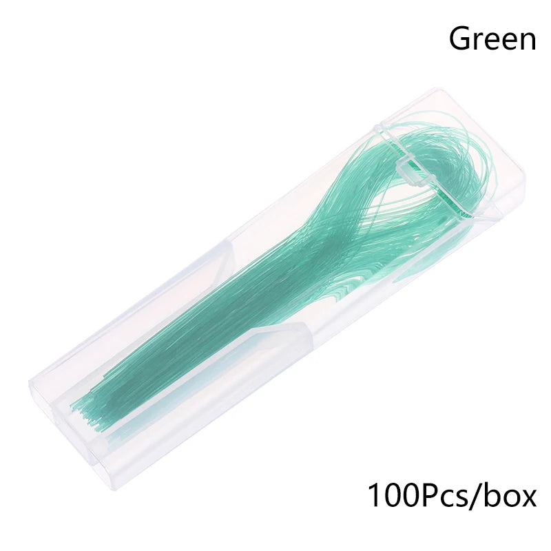 100-Pack Dental Floss Threaders for Braces, Bridges & Implants Dental Floss Threader QXL Green