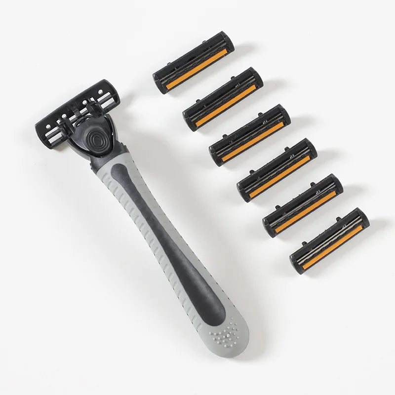 Men's Reusable 3-Blade Razor | 21 Replacement Heads Manual Shaving Razor QXL