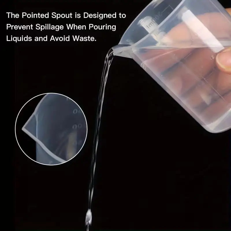 5-Pack Plastic Measuring Cups – Reusable Lab Beakers, 5 Sizes Measuring Cup Set QXL