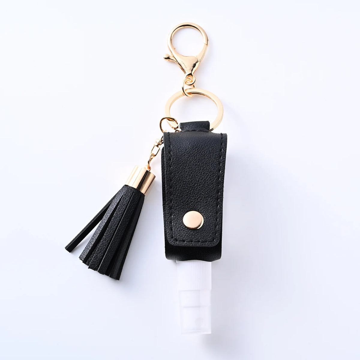 30ml PU Leather Spray Bottle Holster Keychain with Tassel Spray Bottle Keychain QXL black