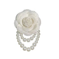 Camellia Pearl Brooch | Retro Floral Pin White Black Red Pink Floral Brooch Pin QXL white