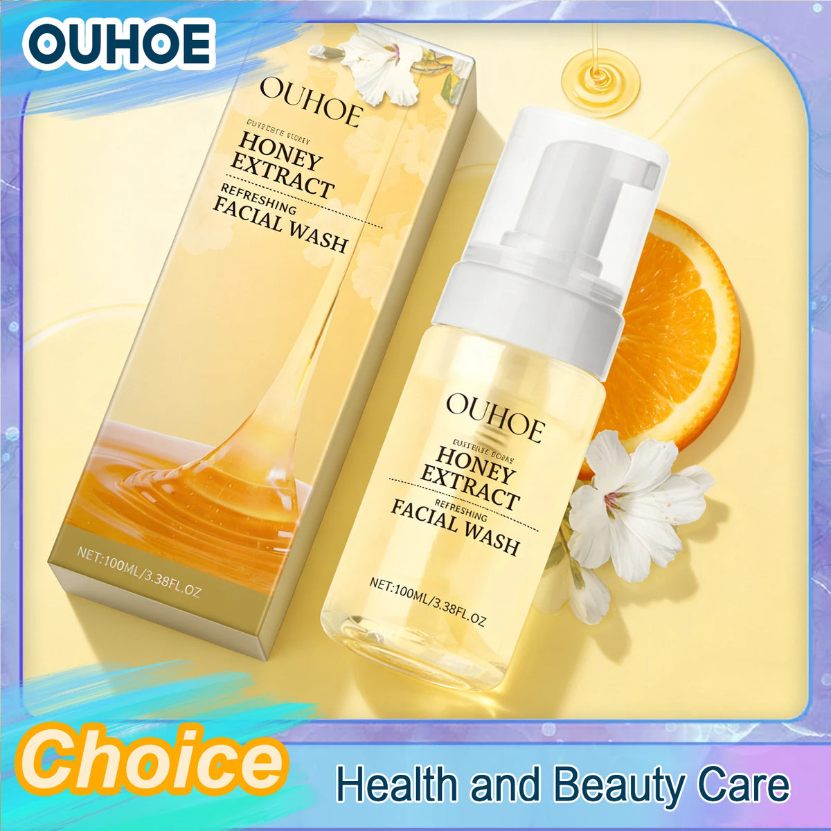 OUHOE Honey Foaming Face Wash | Oil Control & Pore Cleanser Foaming Face Wash QXL
