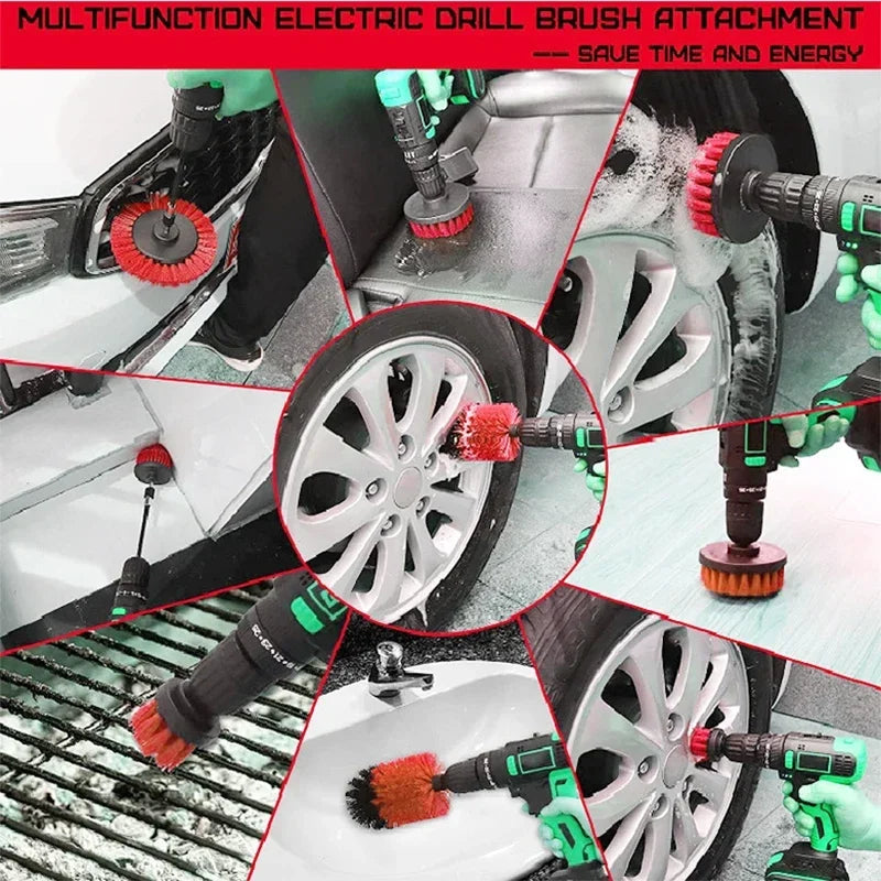 EAFC Drill Scrubber Brush Kit 3-Pc & 5-Pc | Nylon Cleaning Set Drill Scrubber Brush Kit QXL