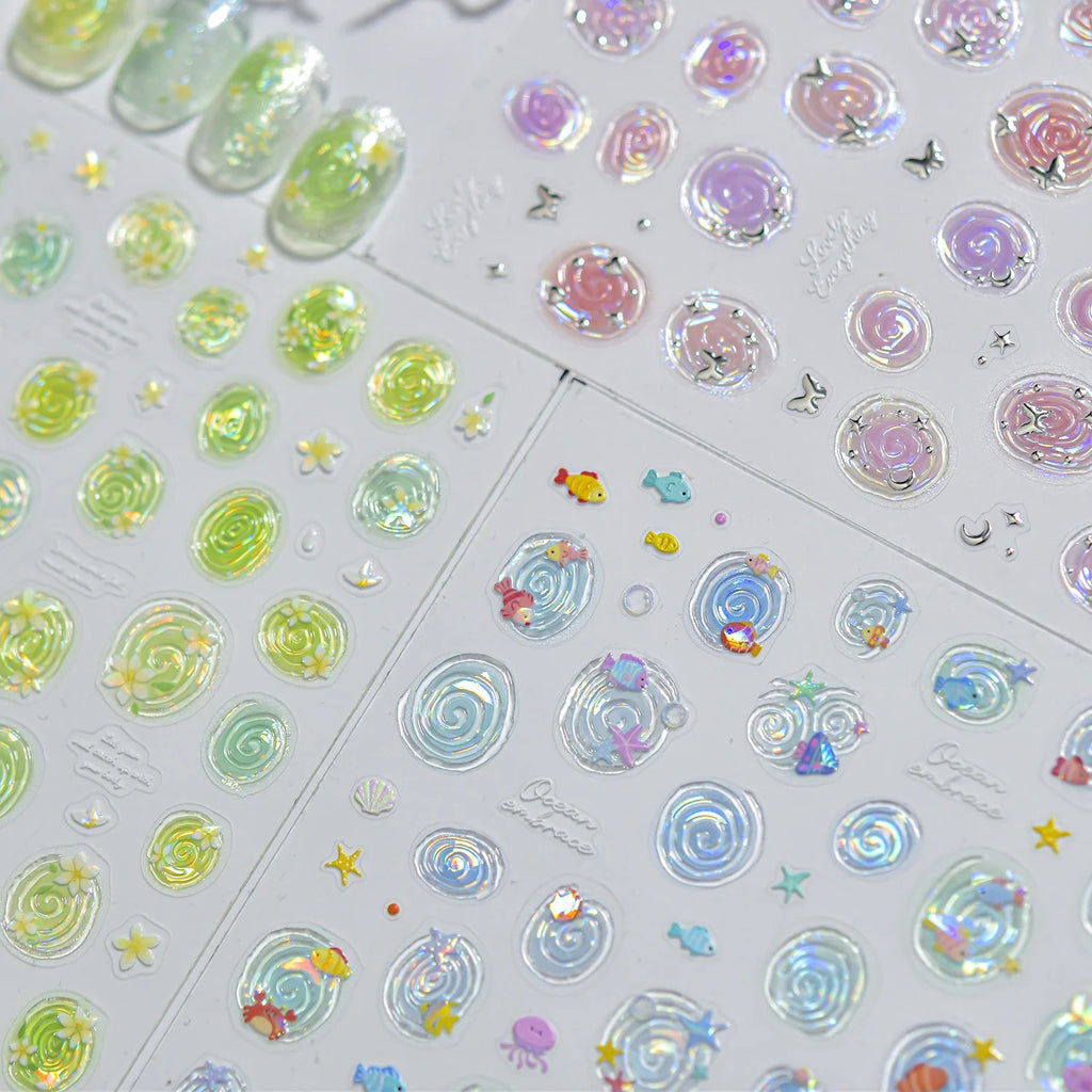 5D Ocean Nail Stickers – Fish, Starfish & Octopus Decals Nail Art Stickers QXL