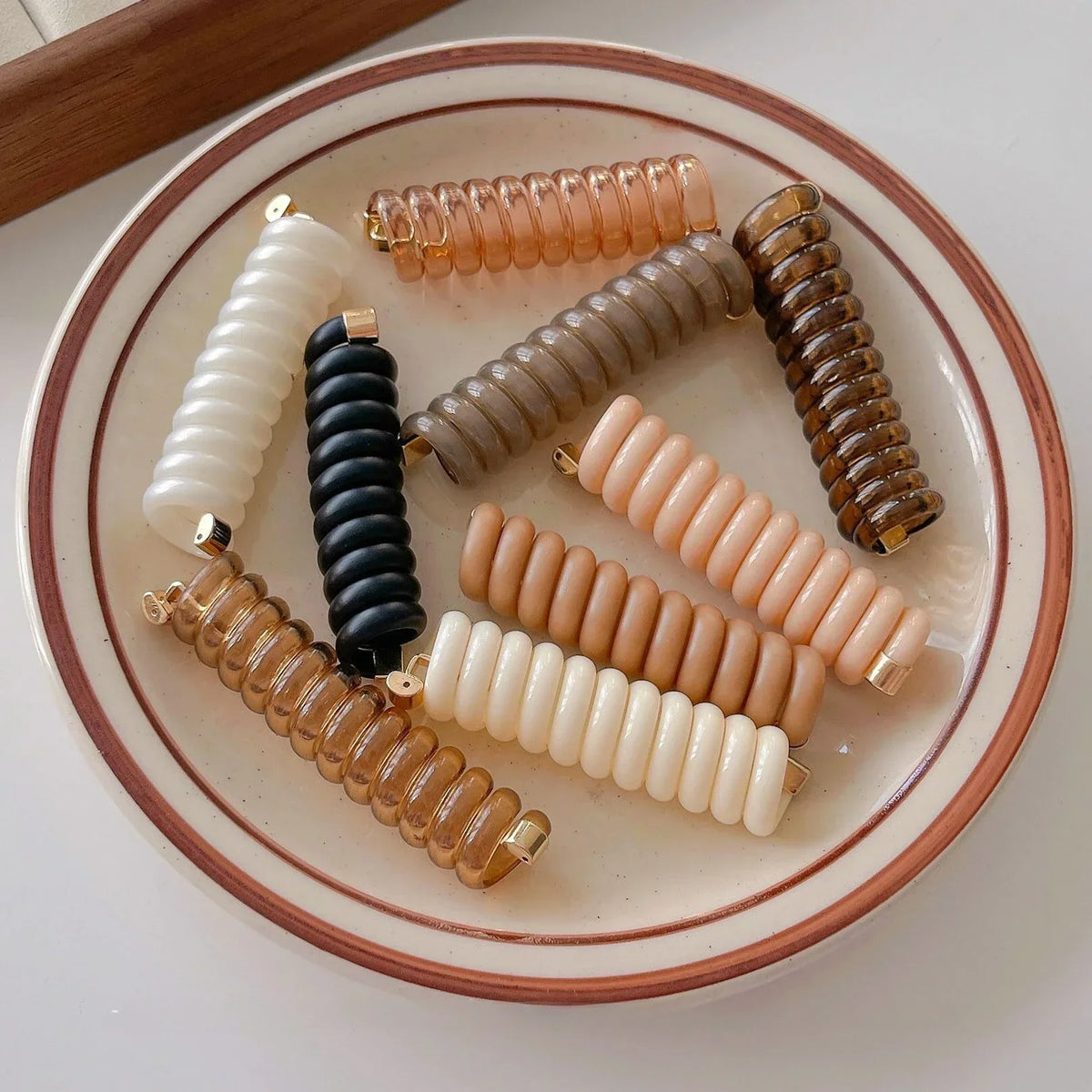 Gold Telephone Line Hair Ties | Elastic Coil Hair Loops Elastic Hair Ties QXL