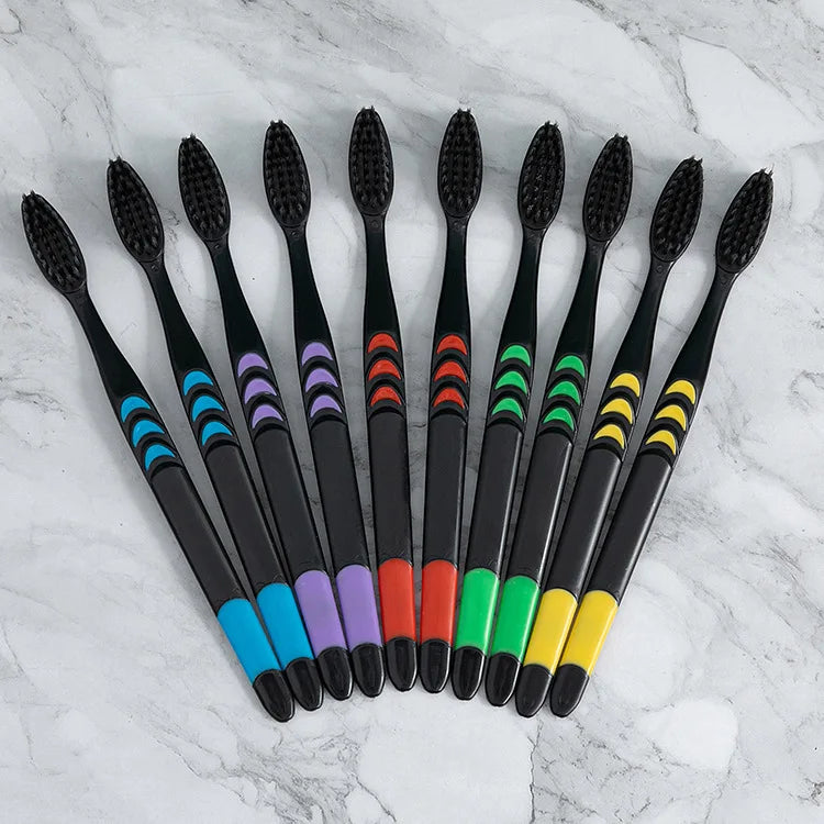 Bamboo Charcoal Soft Bristle Toothbrush – 12 Pack | Adult Soft Bristle Toothbrush QXL
