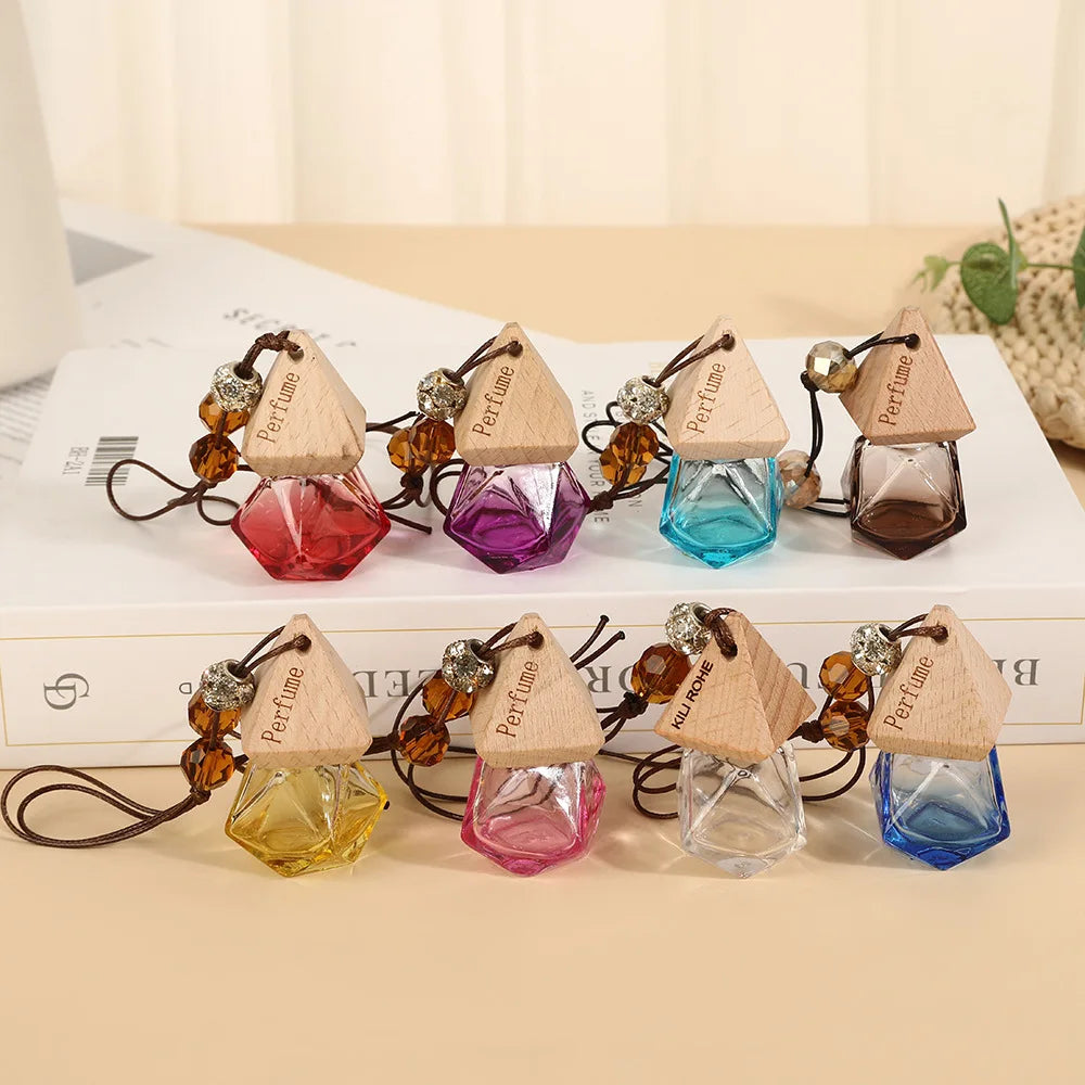 Mini Glass Perfume Vial Pendant | Car Aroma Diffuser 8–12ml Perfume Vial Pendant QXL