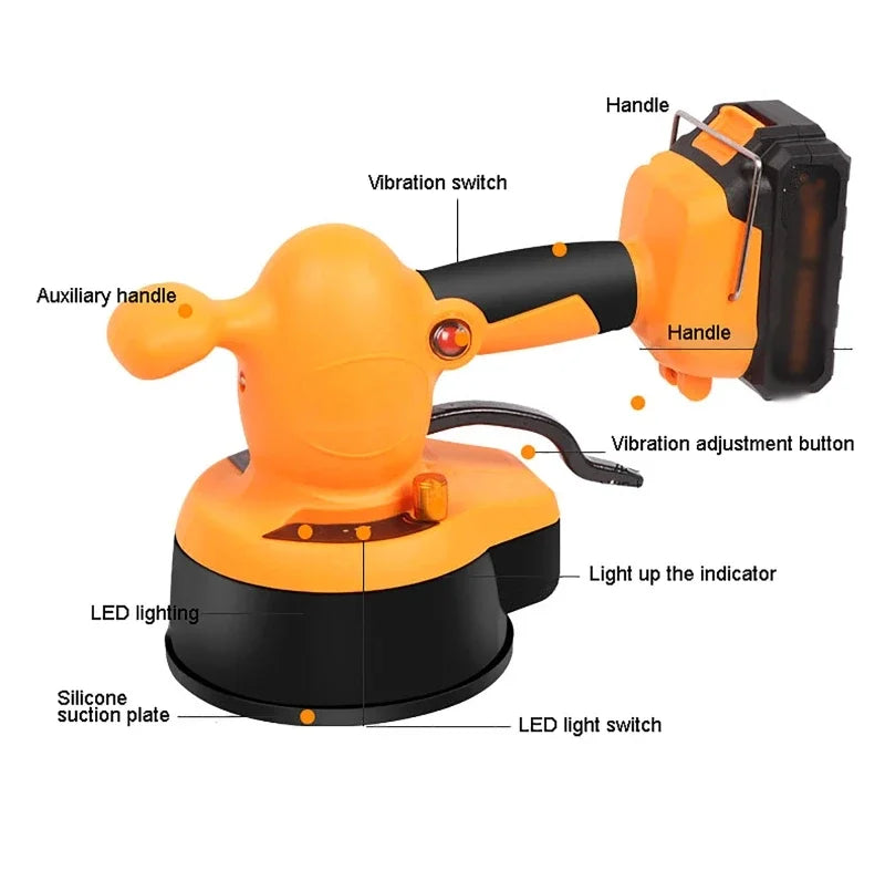 21V Rechargeable Tile Vibrator Machine | LED Light & Suction Tile Laying Machine QXL