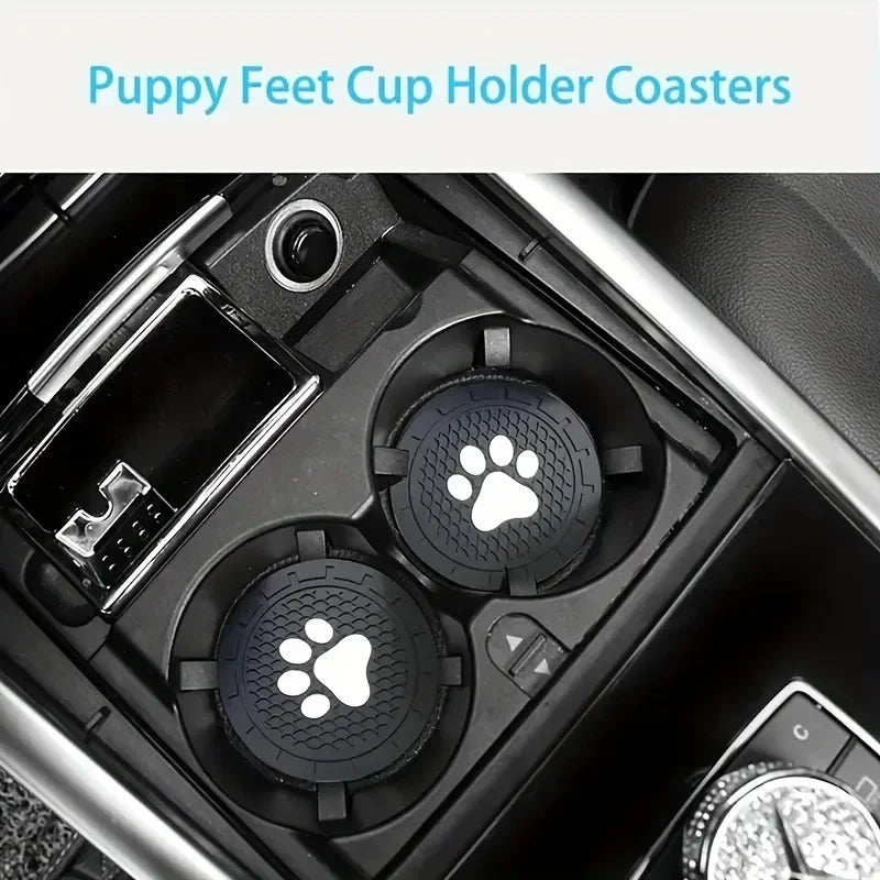2-Pack Paw Print Silicone Car Cup Holder Coasters | Anti-Slip Car Cup Holder Coaster QXL