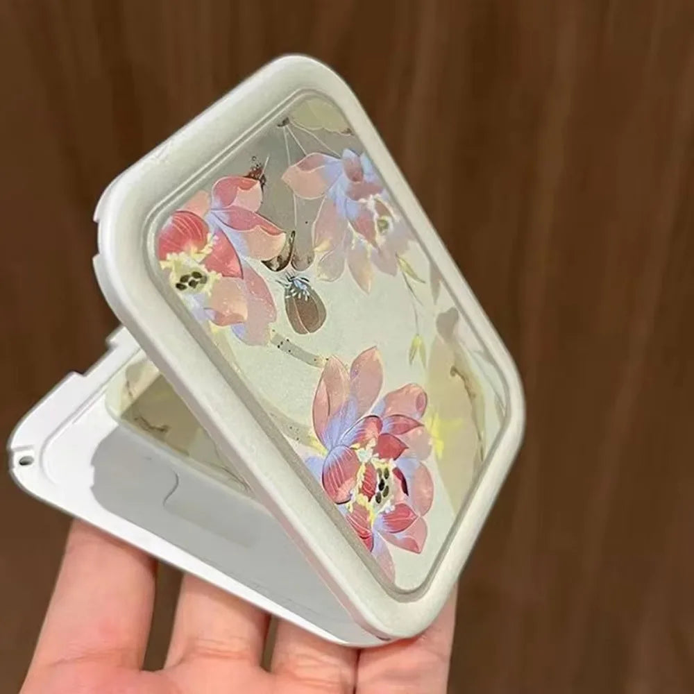Lotus Folding Pocket Mirror with Comb | Compact Makeup Mirror Compact Makeup Mirror QXL