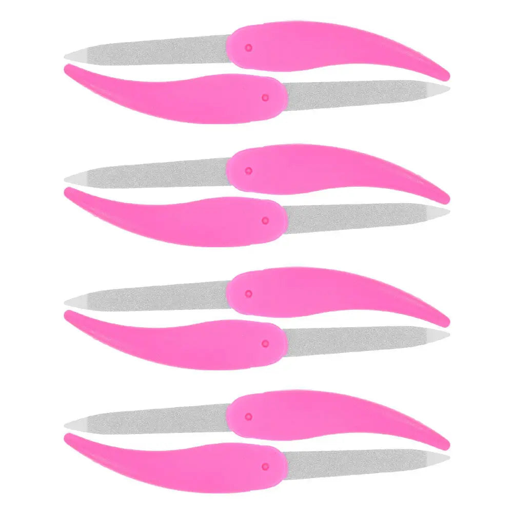 8-Pack Folding Stainless Steel Nail Files | Double-Sided Buffer Nail File Set QXL