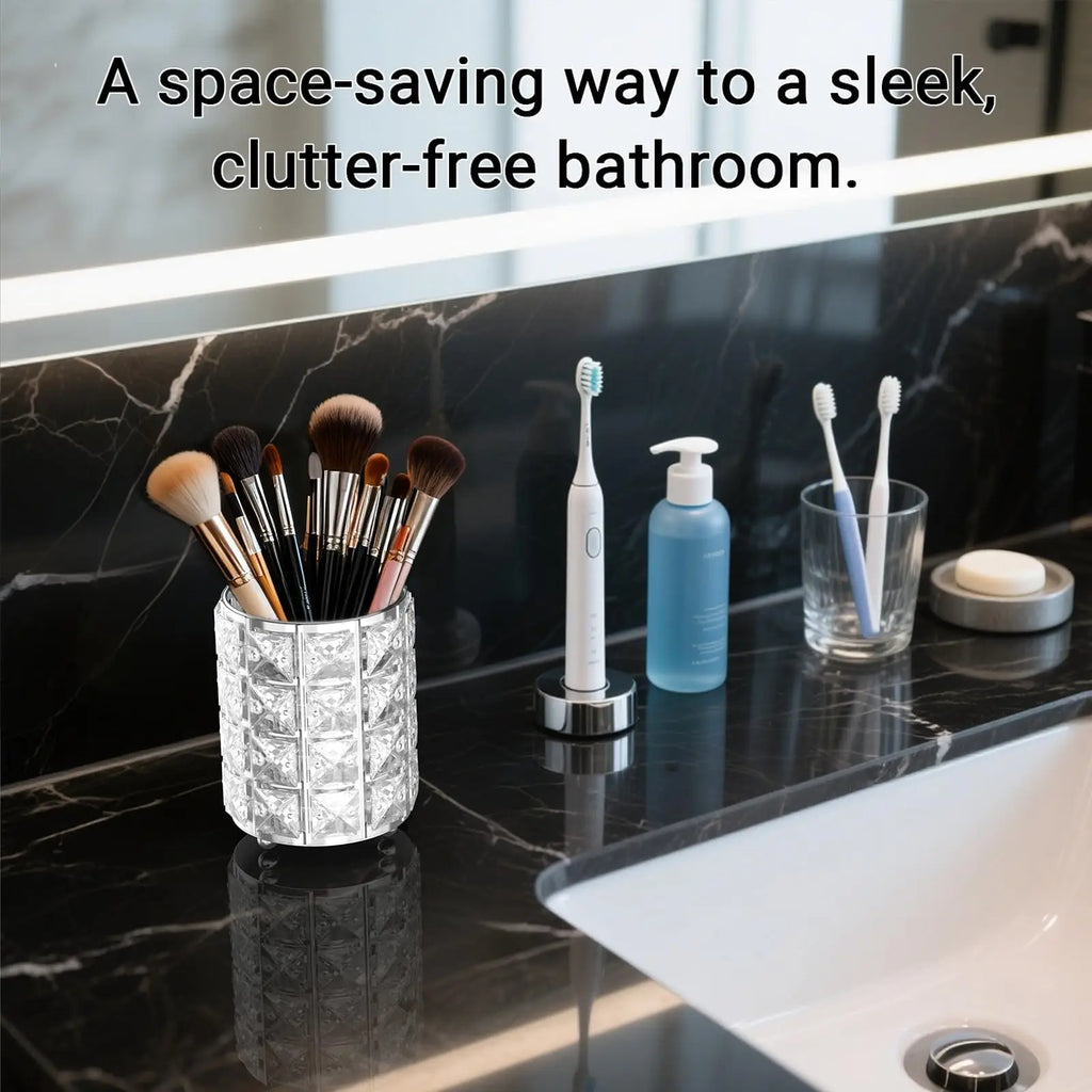 Crystal Bling Makeup Brush Holder | Elegant Vanity Organizer Makeup Brush Holder QXL