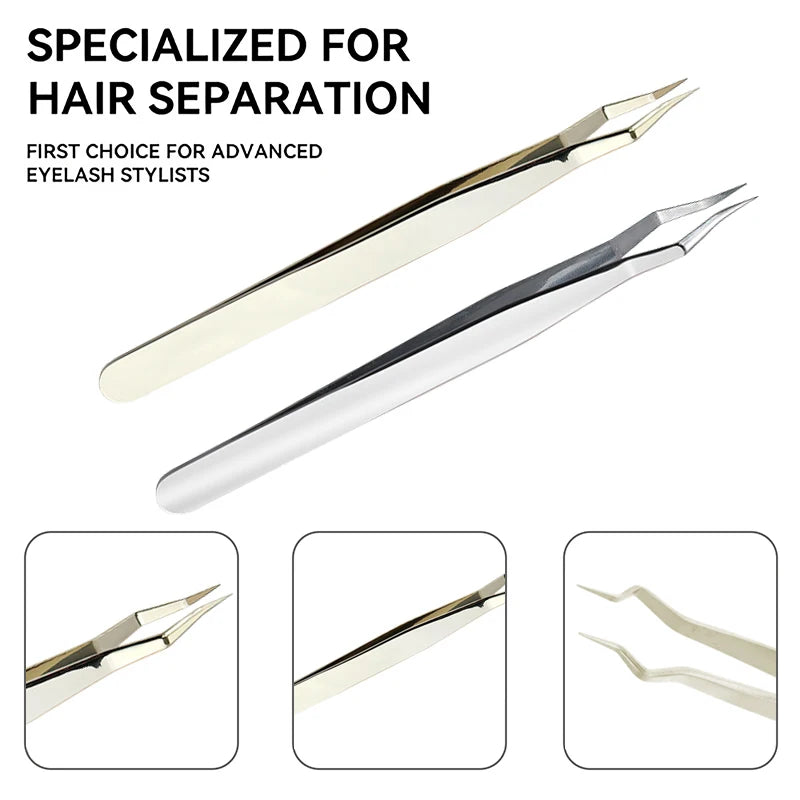 Lash Extension Tweezers | Curved & Straight Stainless Steel Lash Extension Tweezers QXL