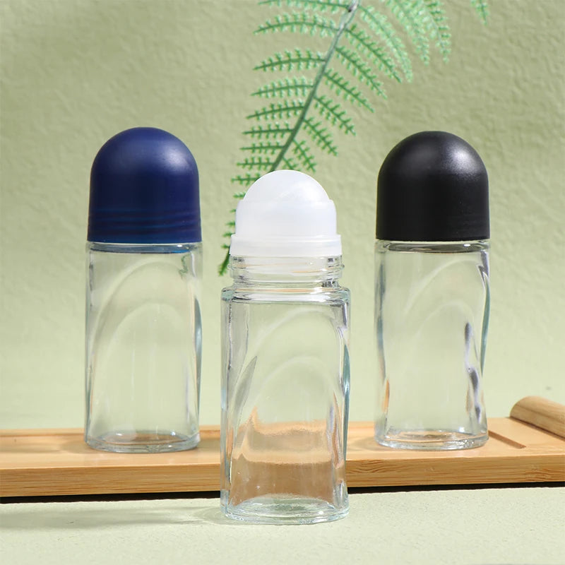 50ml Clear Glass Roll-On Bottle | Perfume & Essential Oil Glass Roller Bottle QXL