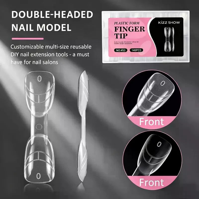 140-Pc 2-in-1 Nail Dual Forms Crystal Armor Extension Mold Kit Nail Extension Molds QXL
