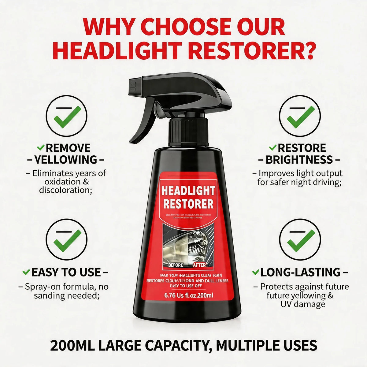Car Headlight Restoration Spray – Remove Fog & Yellowing Headlight Restoration Spray QXL Default Title