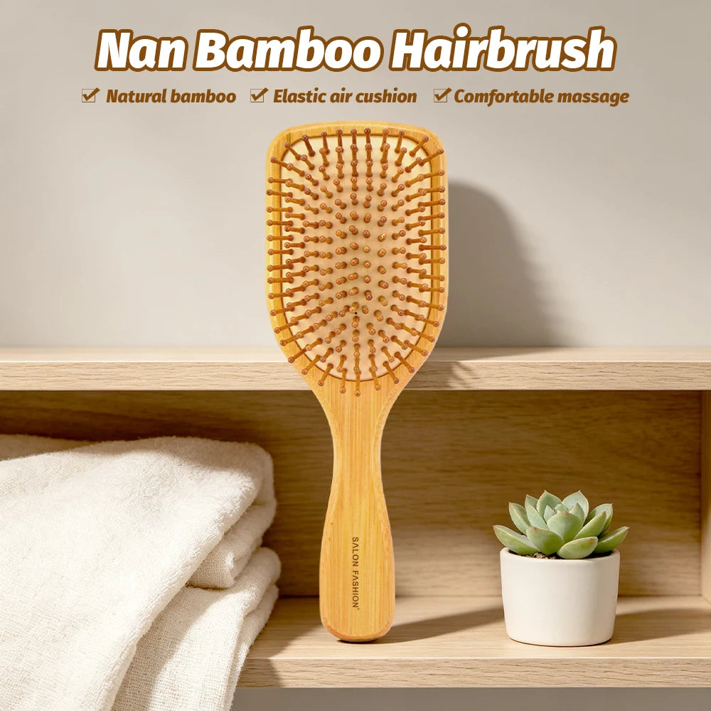 Bamboo Air Cushion Massage Hairbrush | Anti-Static Comb Massage Hairbrush QXL