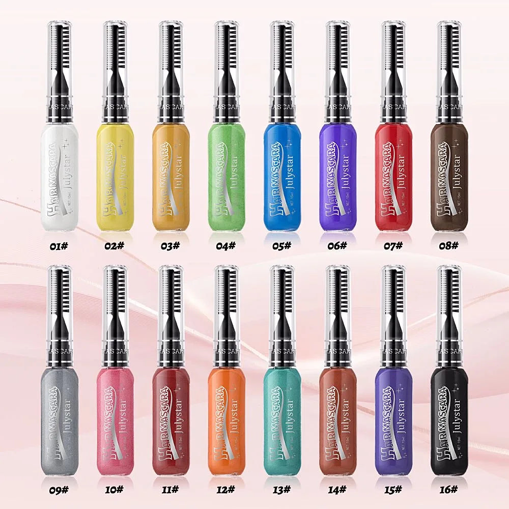 16-Color Disposable Hair Color Brush | Cosplay & Party Dye Temporary Hair Color QXL