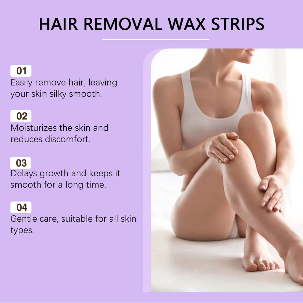 Cold Wax Hair Removal Strips | Face, Body & Legs – 20-Pack Cold Wax Strips QXL