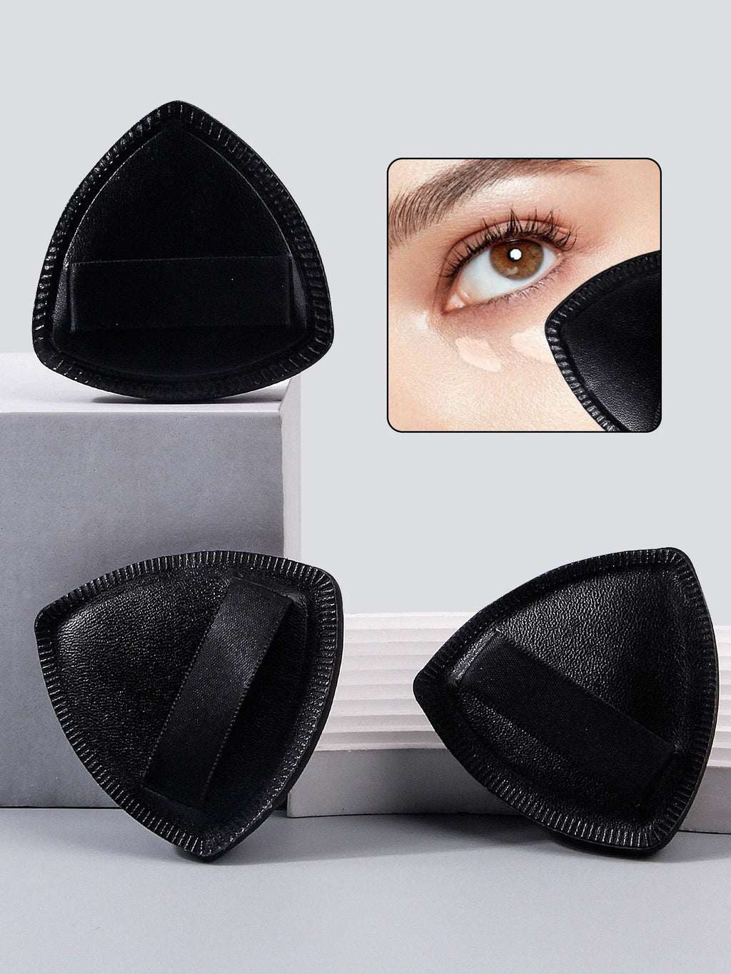 3-Pack Triangle Makeup Sponge Puffs | Foundation Applicator Makeup Sponge Puff QXL black