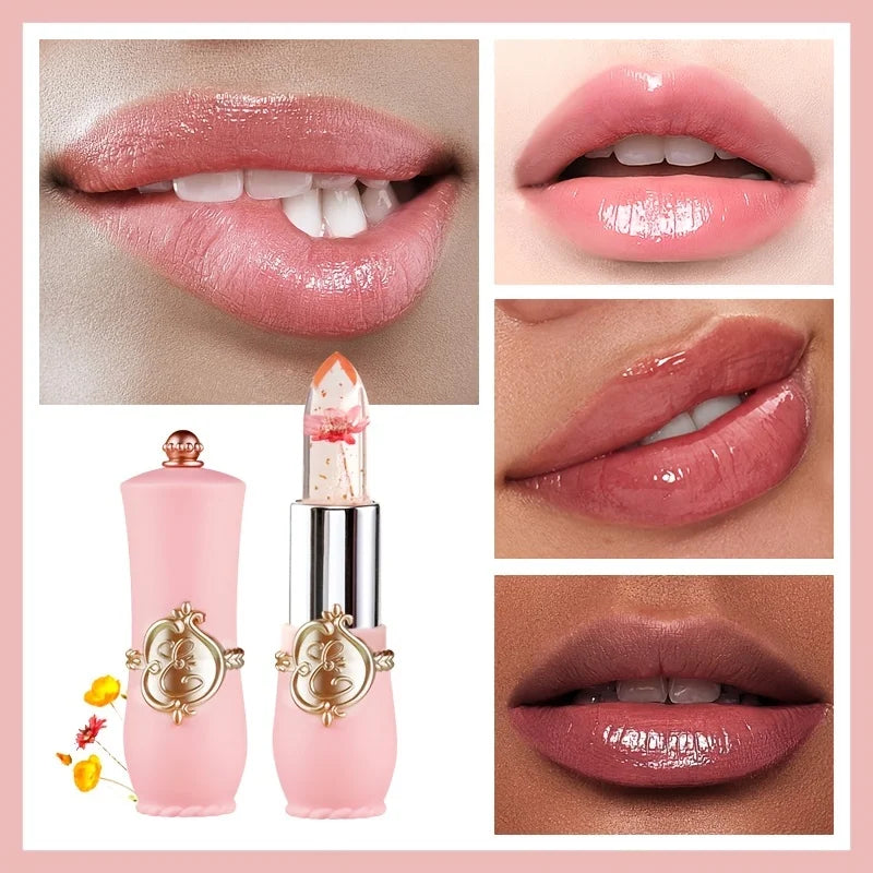 Crystal Flower Jelly Lipstick | Color-Changing Lip Gloss Balm Jelly Lip Gloss QXL