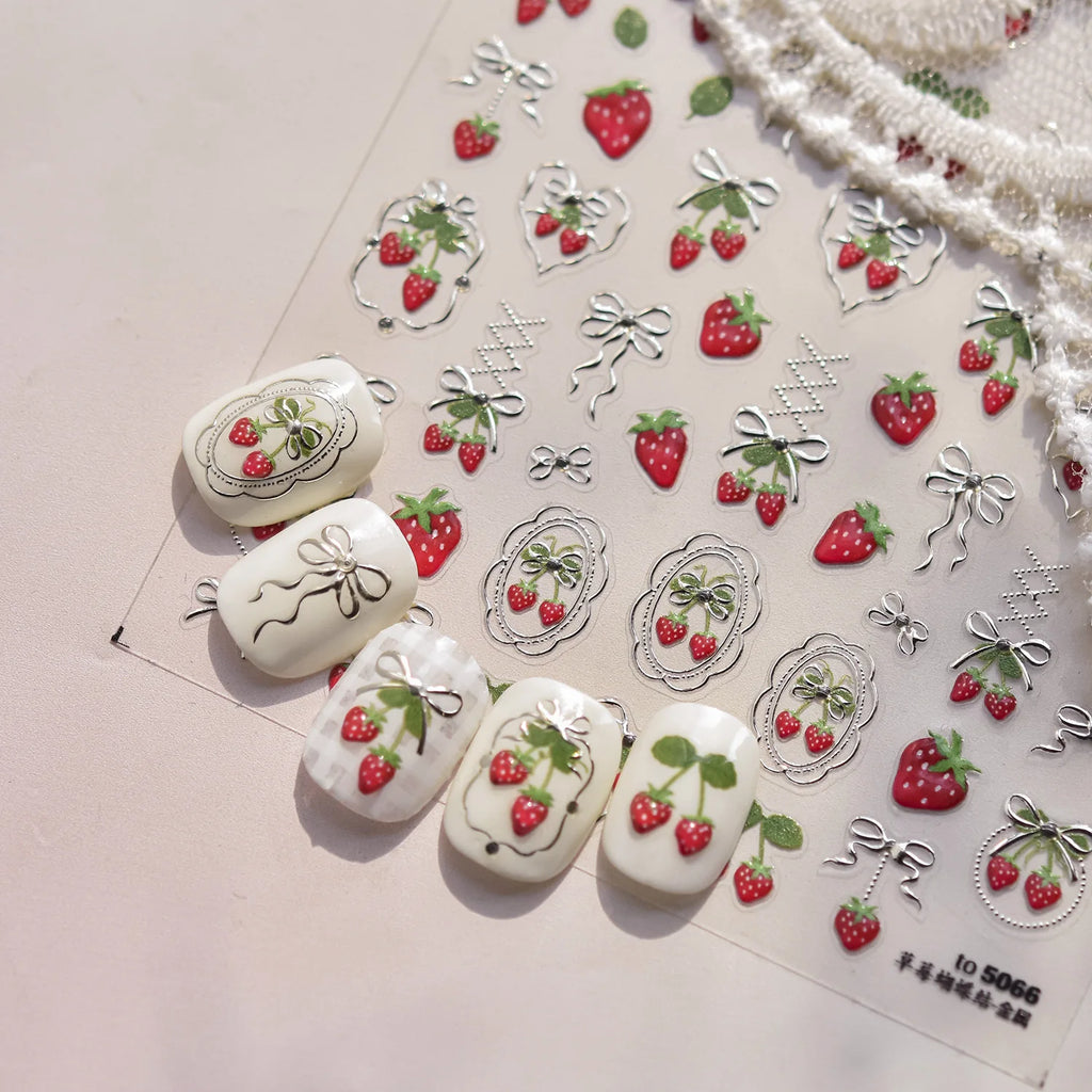 5D Jelly Fruit Nail Stickers | Kawaii Strawberry Cherry Decals