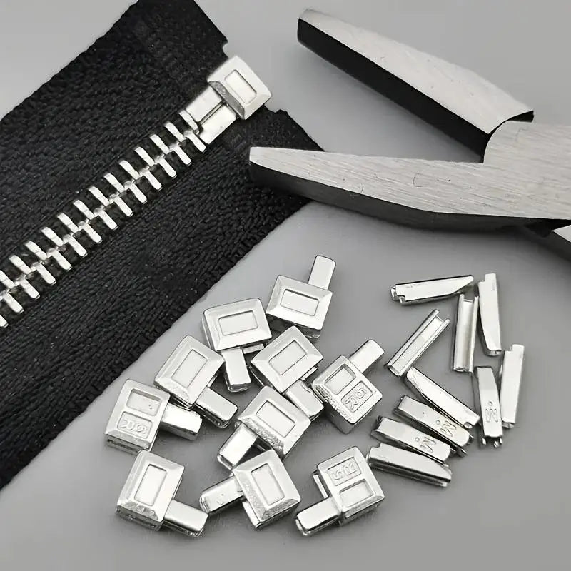 10-Set Metal Zipper Stopper Repair Kit | Open End Bottom Fix Zipper Repair Kit QXL