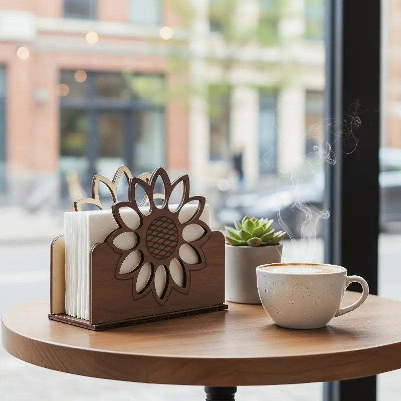 Sunflower Wooden Napkin Holder | Farmhouse Table Decor Napkin Holder QXL