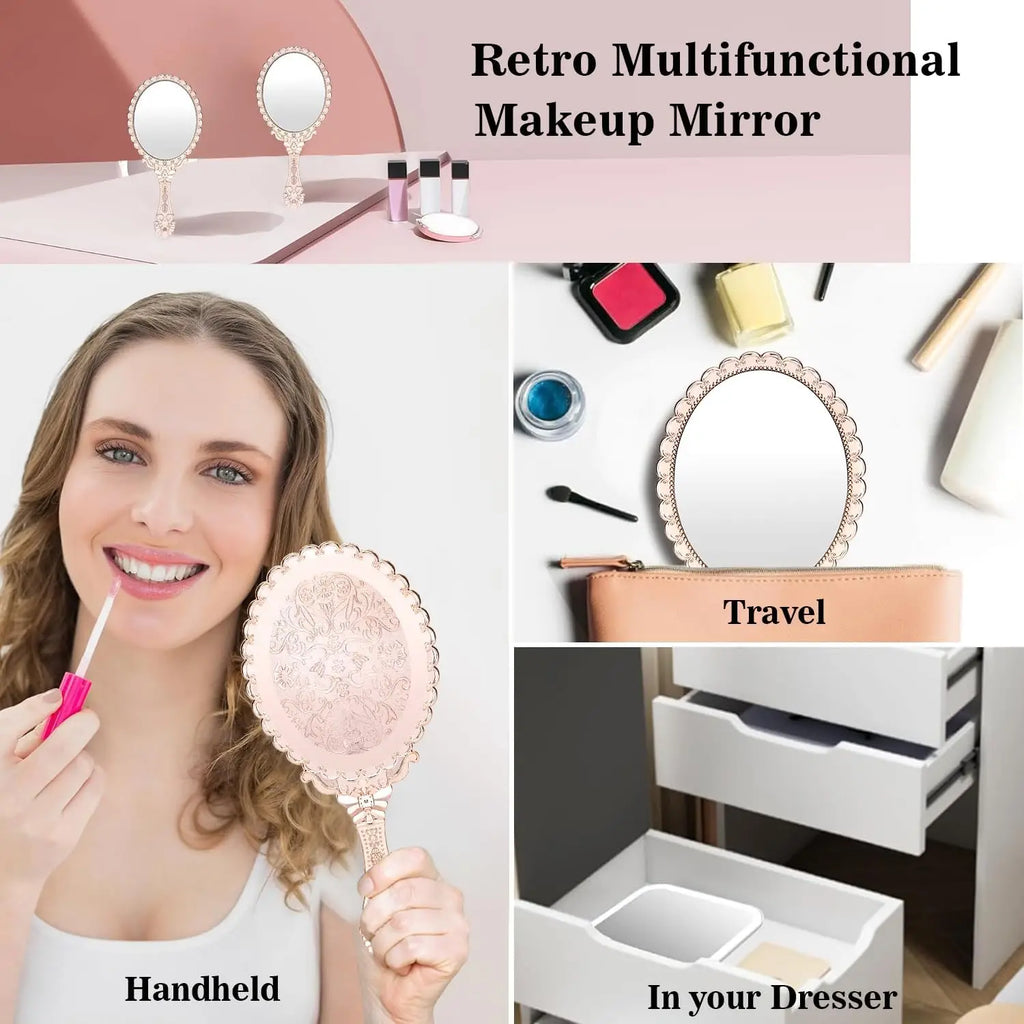 Vintage Carved Handheld Makeup Mirror | European Classic Handheld Makeup Mirror QXL