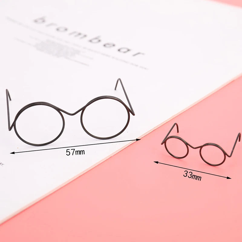 2-Pack Retro Round Lensless Alloy Glasses for BJD 1/6 Dolls Doll Accessories QXL