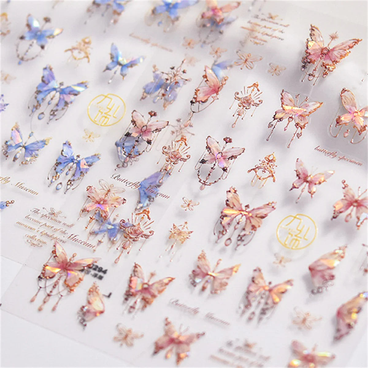 5D Butterfly Nail Art Stickers – Kawaii Pink Blue Decals Nail Art Stickers QXL