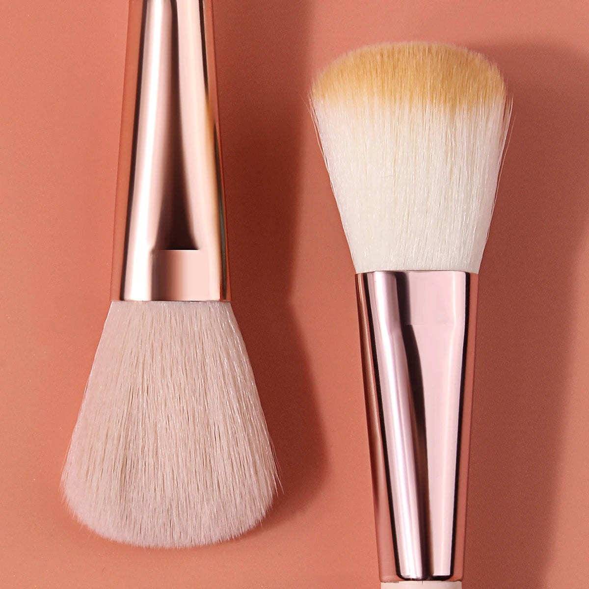4-Piece Blush Brush & Powder Puff Set | Pink Wood Handles Makeup Brush Set QXL