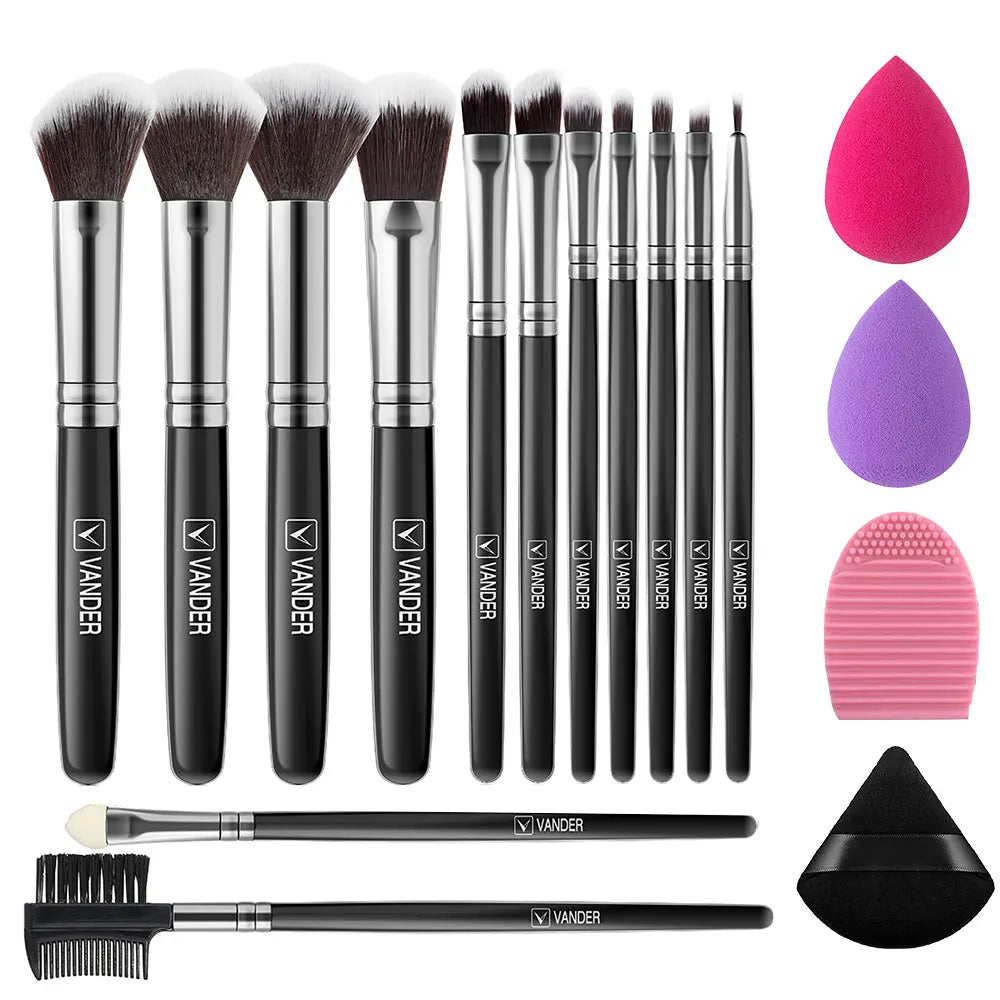 13-Piece Soft Fluffy Makeup Brush & Sponge Set Makeup Brush Set QXL 13SL-PF