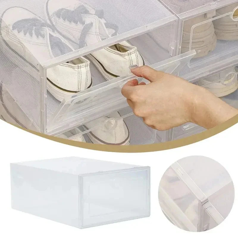 6-Pack Stackable Clear Shoe Boxes | Dustproof Sneaker Organizer Shoe Storage Box QXL