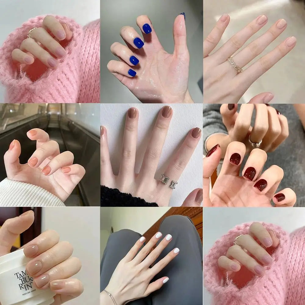 24-Pack Short French False Nails | Full Cover Round Nail Tips Press-On Nail Tips QXL