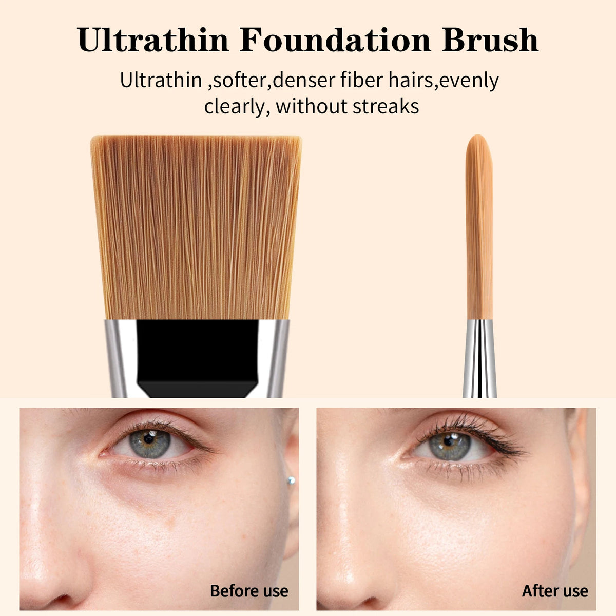 2-Pack Flat Foundation Brushes | Soft Synthetic Applicator Set Foundation Makeup Brush QXL
